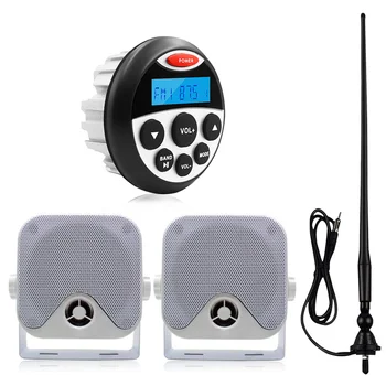 

Marine Stereo Radio Bluetooth Audio Receiver Car MP3 Player+4inch Waterproof Marine Speaker For UTV ATV Boat+Radio FM AM Antenna