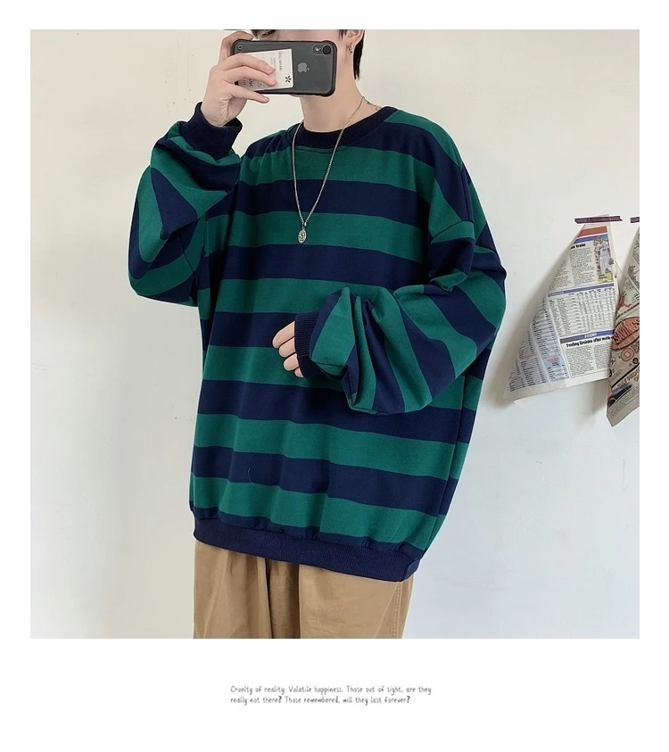 Men's 13 Color Full High-quality Coats Stripe Printing Hoodies Mens Cotton Clothes Pullover Casual Loose Sweatshirts Size M-5XL