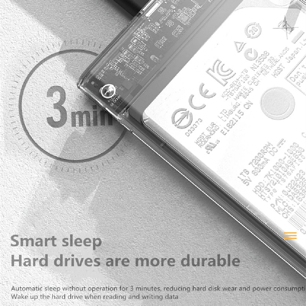 Reletech Hdd Case Sata To Usb 3.1 External Hard Drive Case Enclosure with Cable for 2.5 Inch SSD SATA Interface 5Gbps HDD