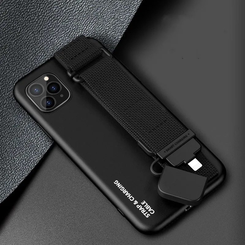Wrist Strap Phone Case For iphone 12 11 Pro Max Shockproof Charging Cable Cover for iPhone XS XR MAX 7 8 Plus | Мобильные телефоны