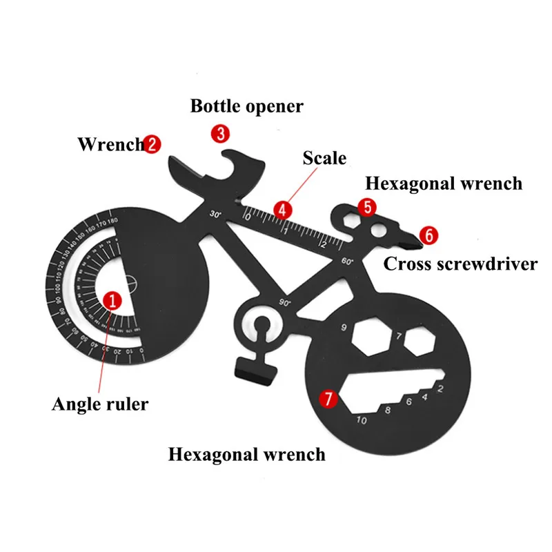 Забавный велосипедов Форма ключ, дюймовый стандарт мульти инструмент многоцелевого ремонт горного велосипеда спица ключ инструмент Портативный Открытый Кемпинг Edc инструмент