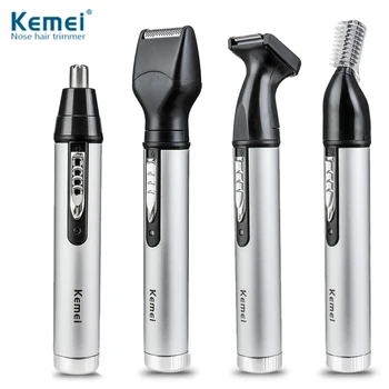 

KEMEI 4in1 USB Electric Ear Nose Eyebrow Temple Hair Trimmer for Men's Shaver Hair Removal Facial Care Tool With Base Storage