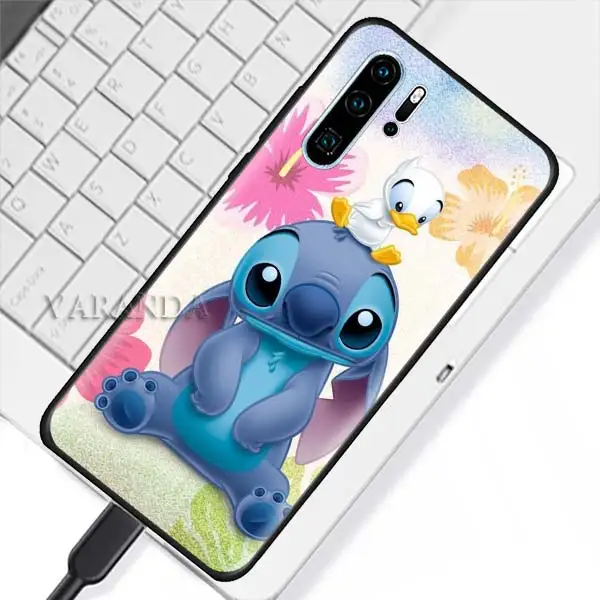 B08 Милый мультяшный Ститч чехол для huawei P30 P20 Pro P10 P9 Lite P Smart Plus Z Черный силиконовый чехол - Цвет: B08