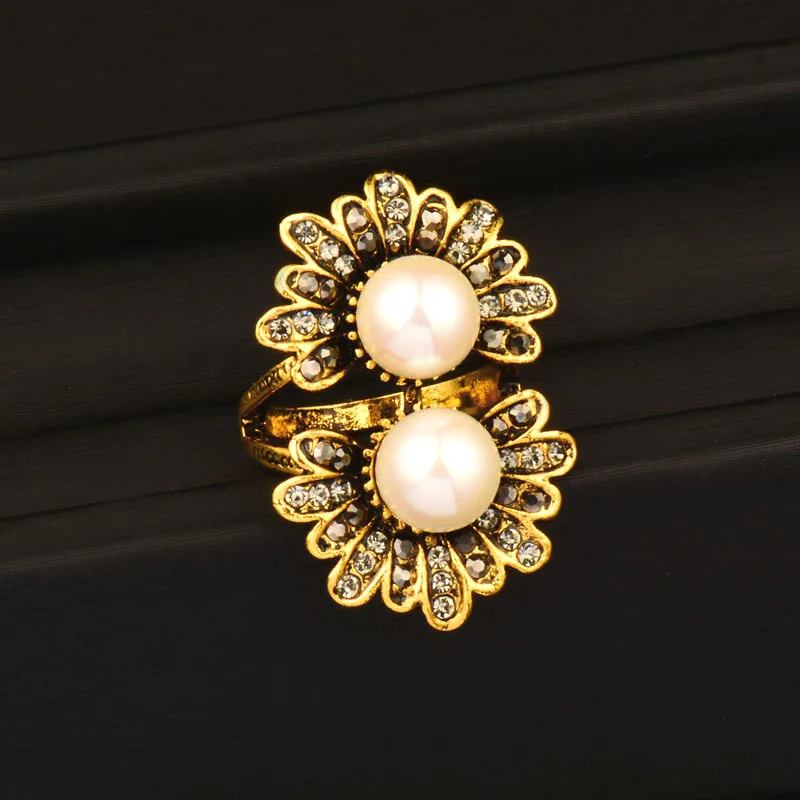 SINLEERY, винтажные кольца с цветком от солнца, античное золото, серебро, цвет белый жемчуг, полный кристалл, свадебные кольца для женщин, ювелирные изделия JZ059 SSD