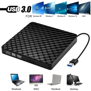 

External CD Drive USB 3.0 Portable DVD Rewriter Burner Writer For Windows For Mac Desktop Computer Laptop