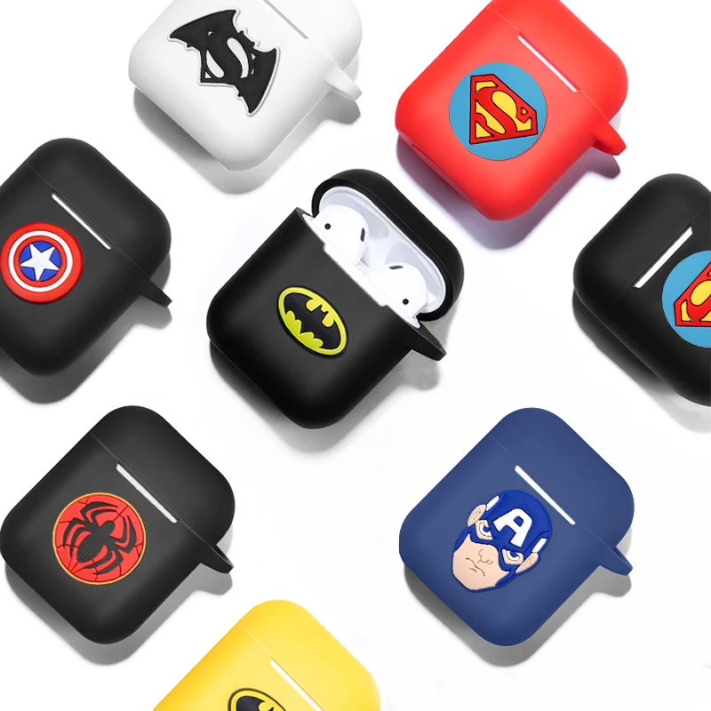 Мультфильм Мстители беспроводной Bluetooth кожухи головных телефонов для AirPods противоударный защитный чехол для Apple Air Pods силиконовый чехол Coque