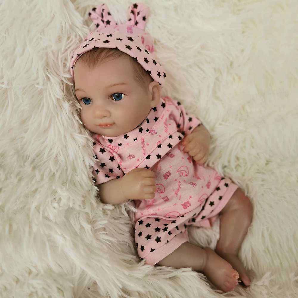 

mini Princess 23cm Reborn Doll body Silicone Reborn Dolls Hand painted skin bath toy Kids Playmates Baby Toys Girl Xmas gift