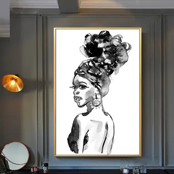 

Canvas Painting Black and White Beauty African Woman Wall Picture For Living Room Home Decor Wall Art Posters and Prints Cuadros