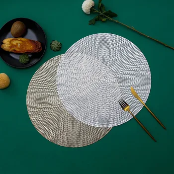 

4/6 Pcs Fashion Wheat Ears Pattern PVC Coffee Table Mat Golden Silver Color Plate Mat for Kitchen Table Manteles Individuales