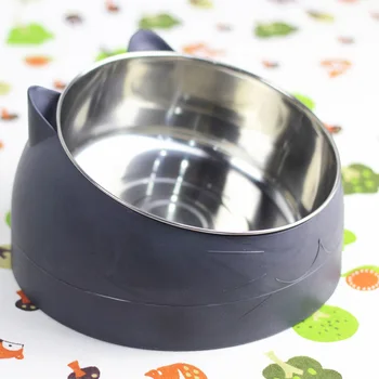 

Pet Bowl Creative Stainless Steel Tilt Neck Cat and Dog Diet Drinking Bowl Non-slip Household Dual-use Pet Food Bowl Supplies