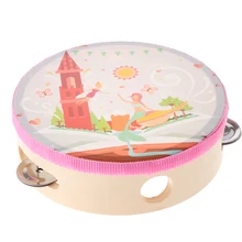 Деревянный Бубен s бубен с колокольчиками игрушка круглый хлопающий Тамбурин барабан ударный музыкальный инструмент для детей