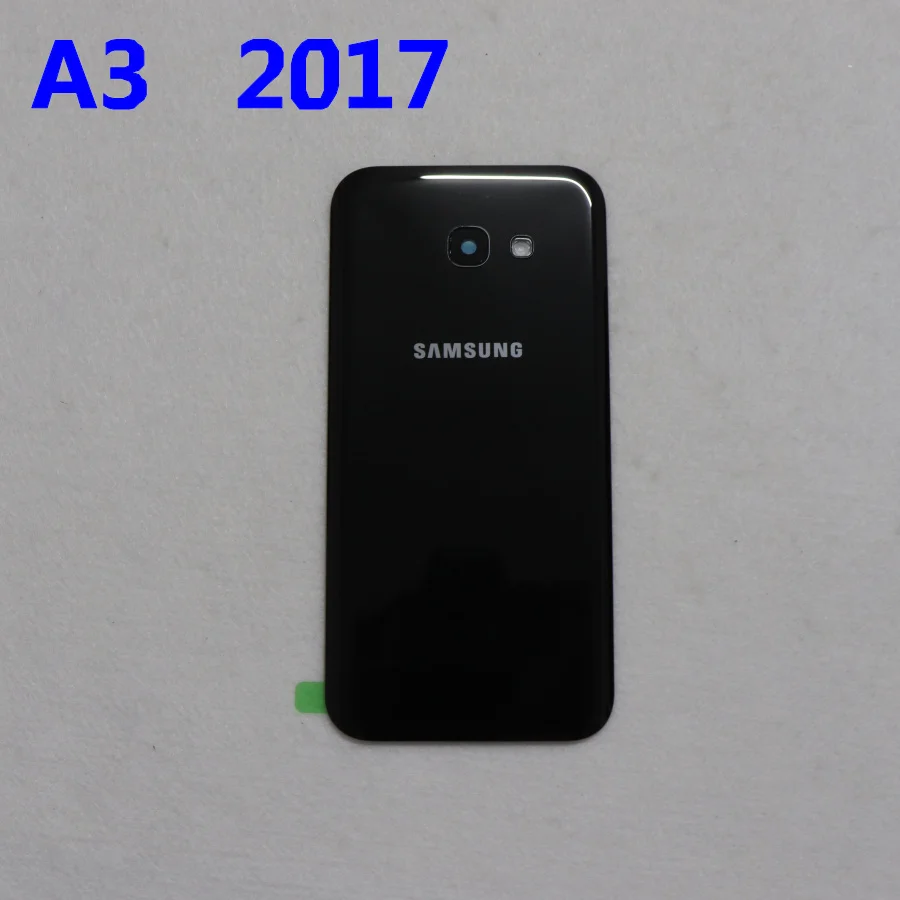 A3 2017 black Заднее стекло для SAMSUNG Galaxy A3/A5/A7 A320 A520 A720 A320F A520F задняя крышка батарейного отсека задняя дверь Корпус чехол Замена - Цвет: A3 2017 black
