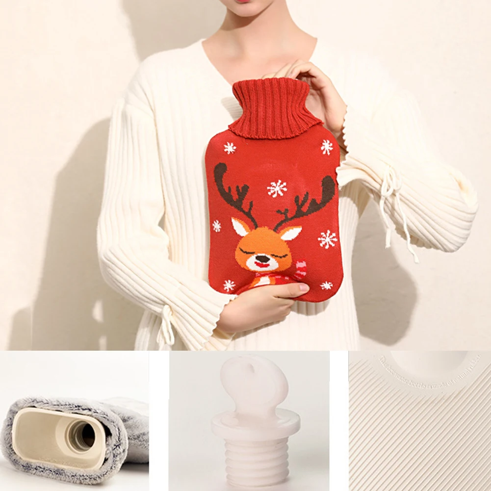 Longhorned Deer 2 литра ручной карман для ножки теплый толстый милый зимний с крышкой грелка сон Рождество тематический портативный резиновый классический - Цвет: Longhorned Deer