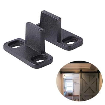 

2 Pcs Low Noise Anti Swinging Barn Door Guide Bottom Bracket Floor Carbon Steel Durable Fixing Parts Accessories Adjustable