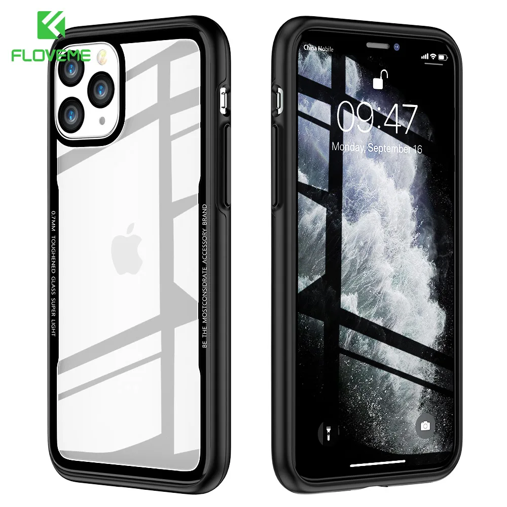FLOVEME Cases For iPhone 11 Clear Transparent Case Pro Max Screen Protector Cover 7 8 Plus X XR XS |