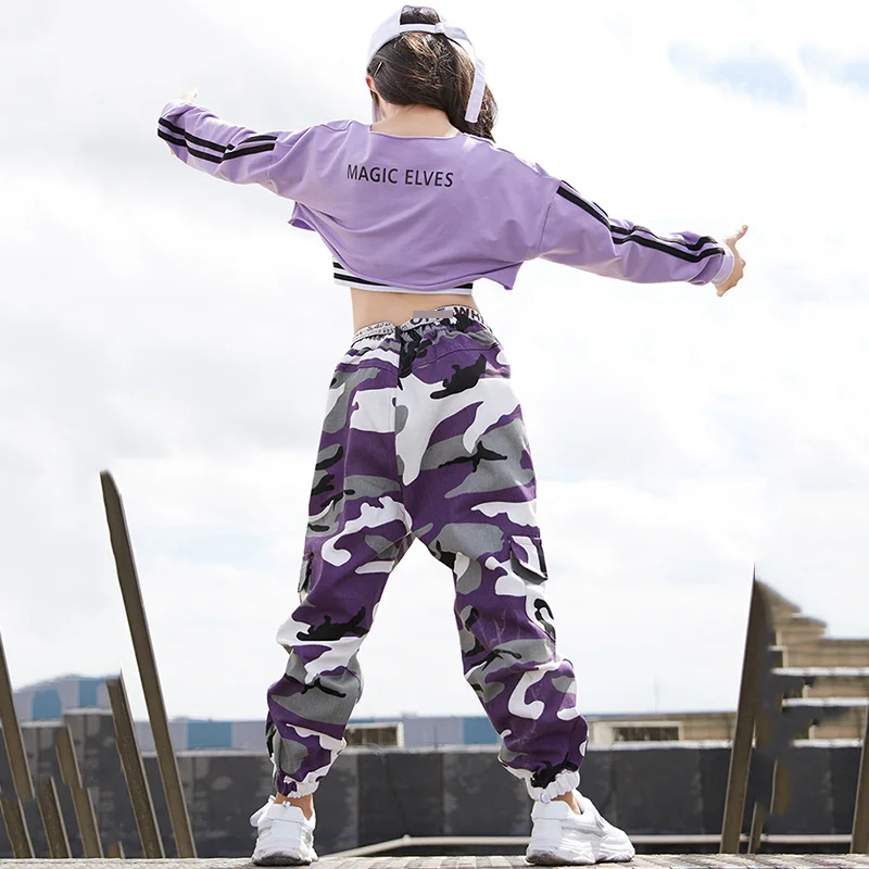 Girls Jazz Street Dance Children Hip Hop Clothes Costume Kids Leopard Pants Set Ballroom Dancewear Stage Rave Clothing DN2616