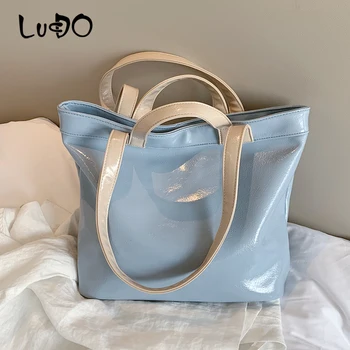

LUCDO Brand Large Capacity Handbags 2020 NEW Fashion Bucket Tote Bags Leather Shopper Bags Big Travel Bag Female Shoulder Bag