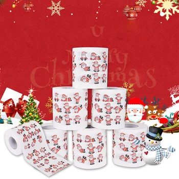 

Christmas Toilet Paper Festival Theme Printed Wood Pulp Toilet Paper Home Bath Toilet Roll Paper Towel Tissue Xmas Tree Decor
