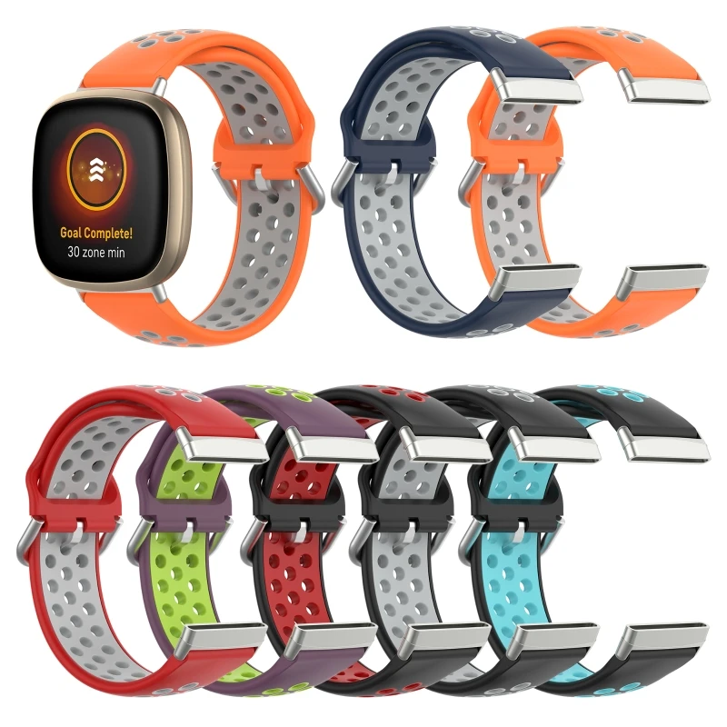 

For -Fitbit versa 3 silicone Double color strap breathable wristband bracelet ba