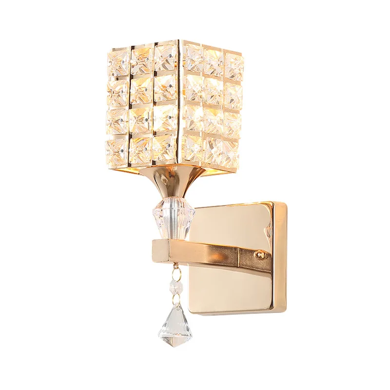

Contracted and contemporary gold single head K9 crystal wall lamp art berth lamp lens headlight bedroom