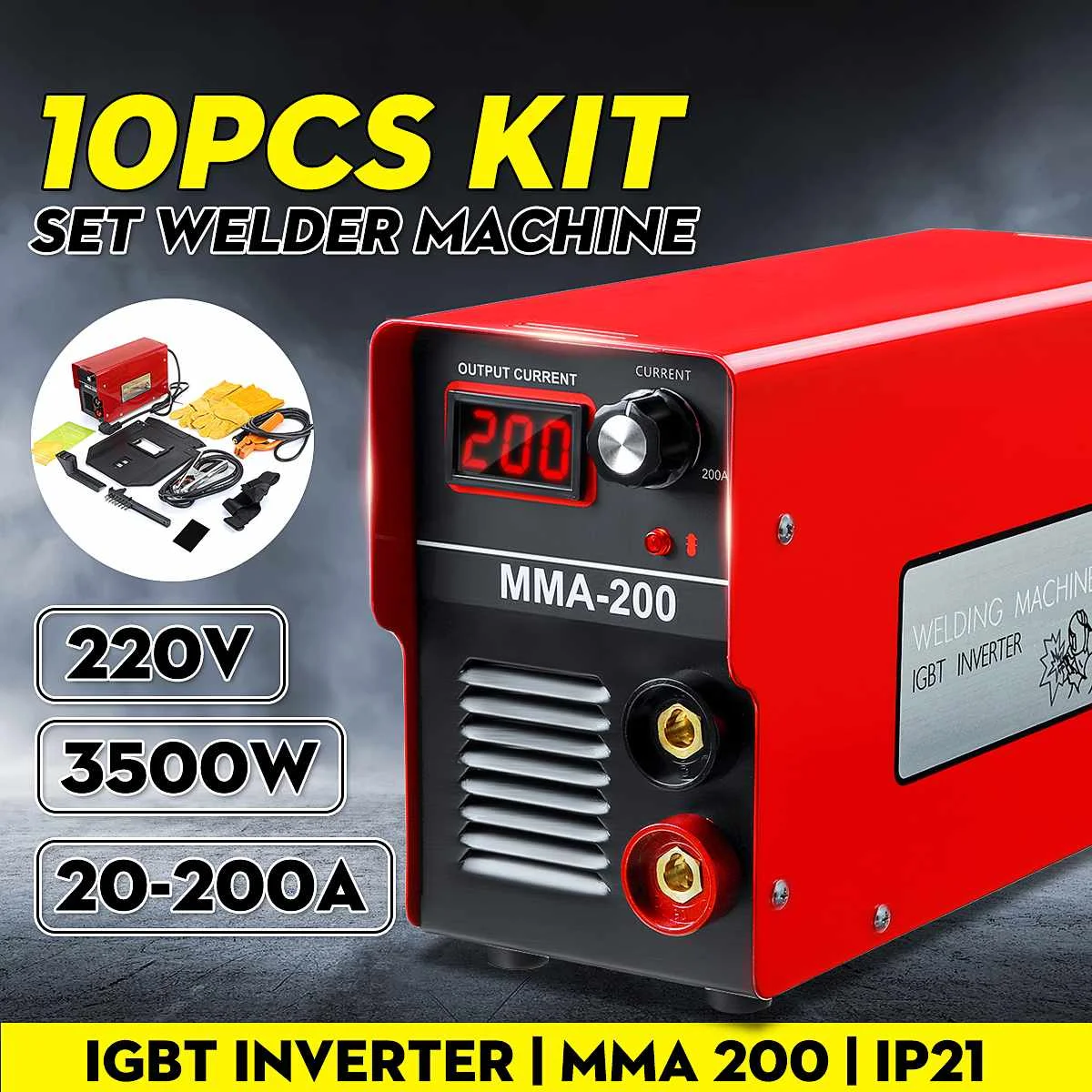 

Newest MMA-200 200A Handheld Mini Digital Electric Welding Machine IGBT Inverter MMA Stick Welder Weld Equipment