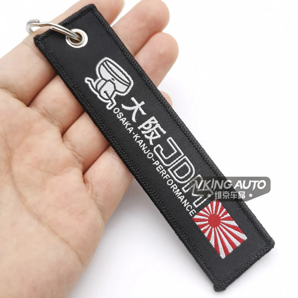

JDM Osaka Tags Keychain Rectangle Polyester Embroidery motorcycle auto key ring JDM Racing Rock car accessories