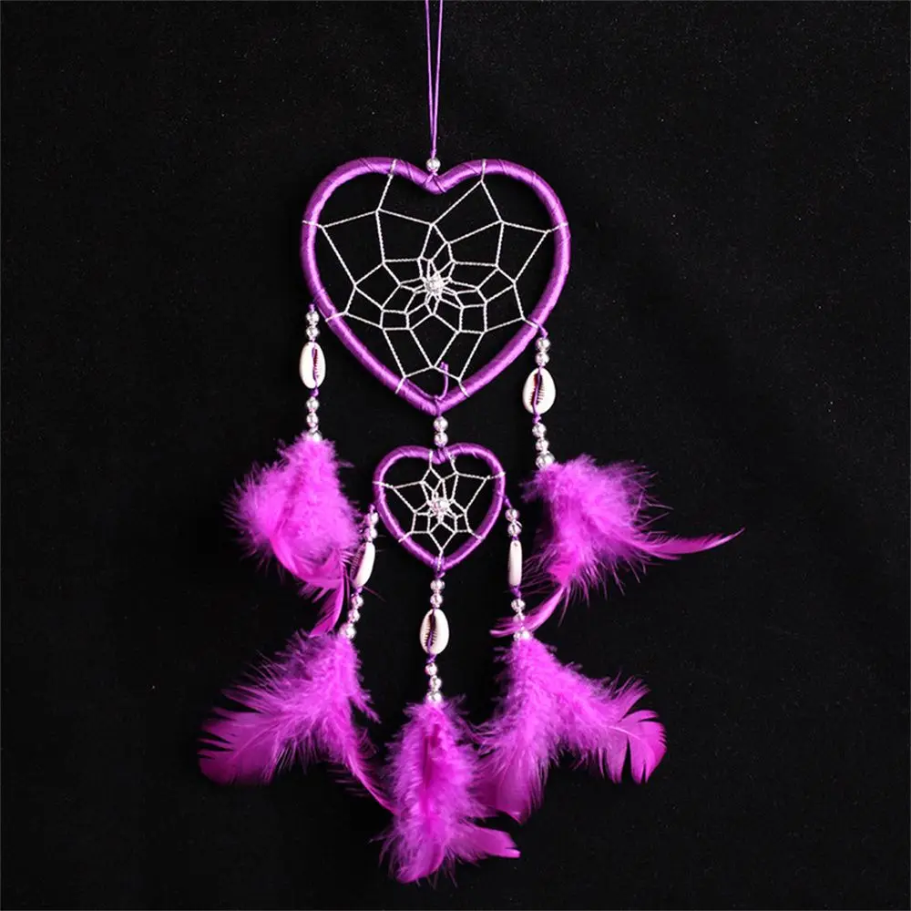 Ins Wall Love Heart Home Decoration Wind Chimes Dream Catcher Car Interior Feather