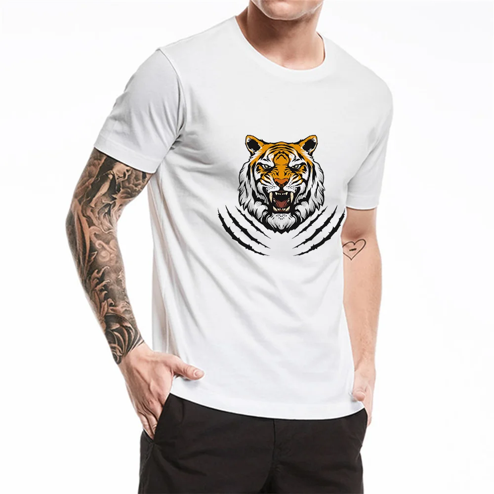 Men's Tshirt Animal Tiger Lion Printed T Shirts Round Neck Oversized ...