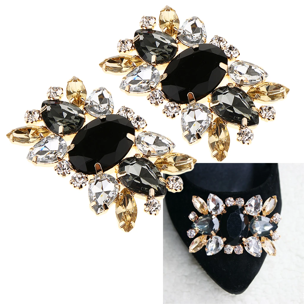 2x Full Rhinestones Crystal Shoe Clips Wedding Shoe Buckle Shoes Decoration