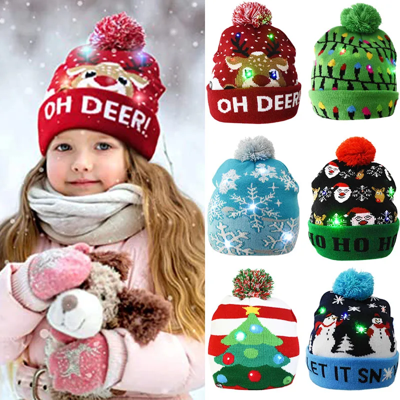 Рождественская шапка со светильник кой Рождественский свитер вязаная шапочка