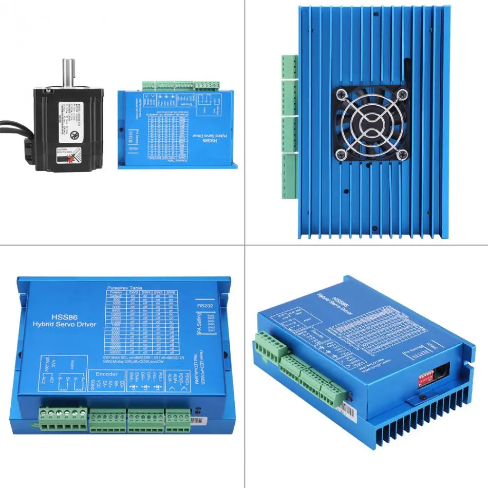1 Set HSS86 Hybrid Servo Driver and NEMA34 Closed-Loop High Speed Stepper Servo Motor 4N.M 0~3000RPM
