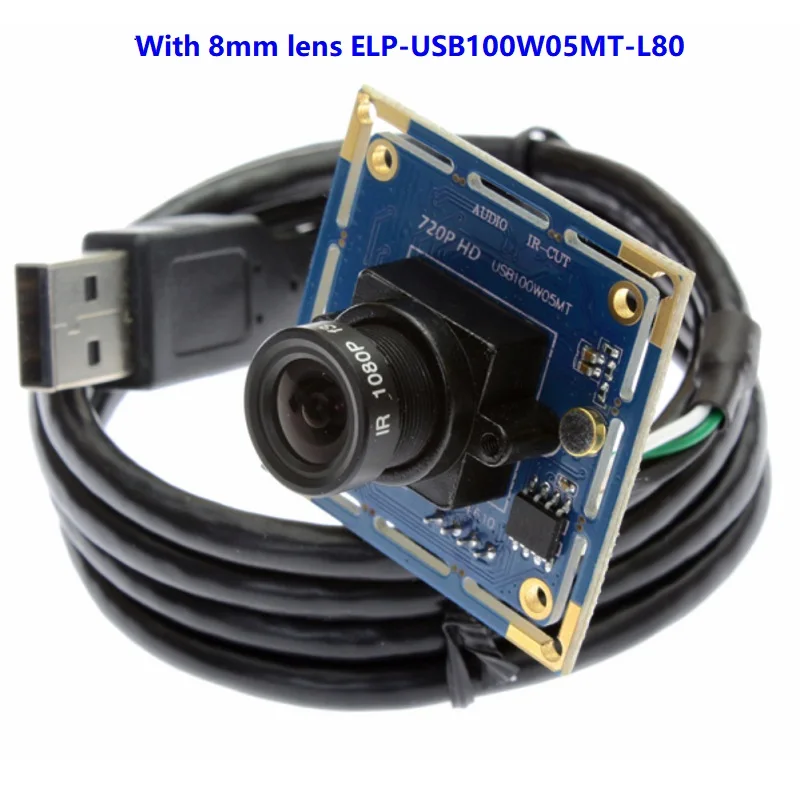 ELP-USB100W05MT-L80 Веб-камера 720P OV9712 CMOS сенсор 1280x720 Mjpeg 30fps USB 2,0 Мини-видеокамера с микрофоном usb веб-камера android - Цвет: ELP-USB100W05MT-L80