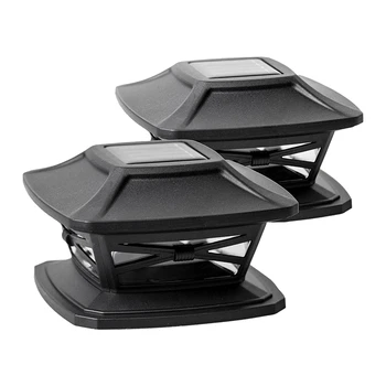 

2 Pack Solar Post Lights,LED Lighting Outdoor Post Cap Light for Fence Deck or Patio,Solar Powered Caps,Slate Black