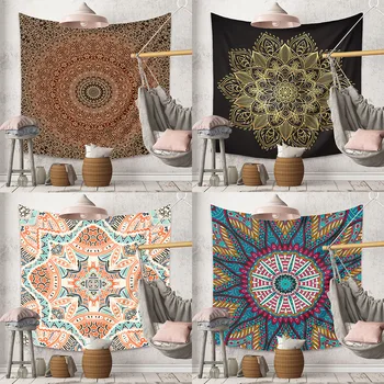 

Black Mandala Indian Tapestry Wall Hanging Bohemian Beach Towel Polyester Blanket Yoga Mat Shawl Throw Sheet Pink Boho Tapestry