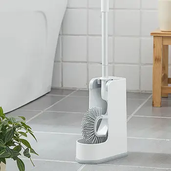 

Toilet Brush No Dead Corner Wash Toilet Brush Long Handle to Dead Corner Silicone Soft Hair Wall-mounted Home Toilet Cleaning