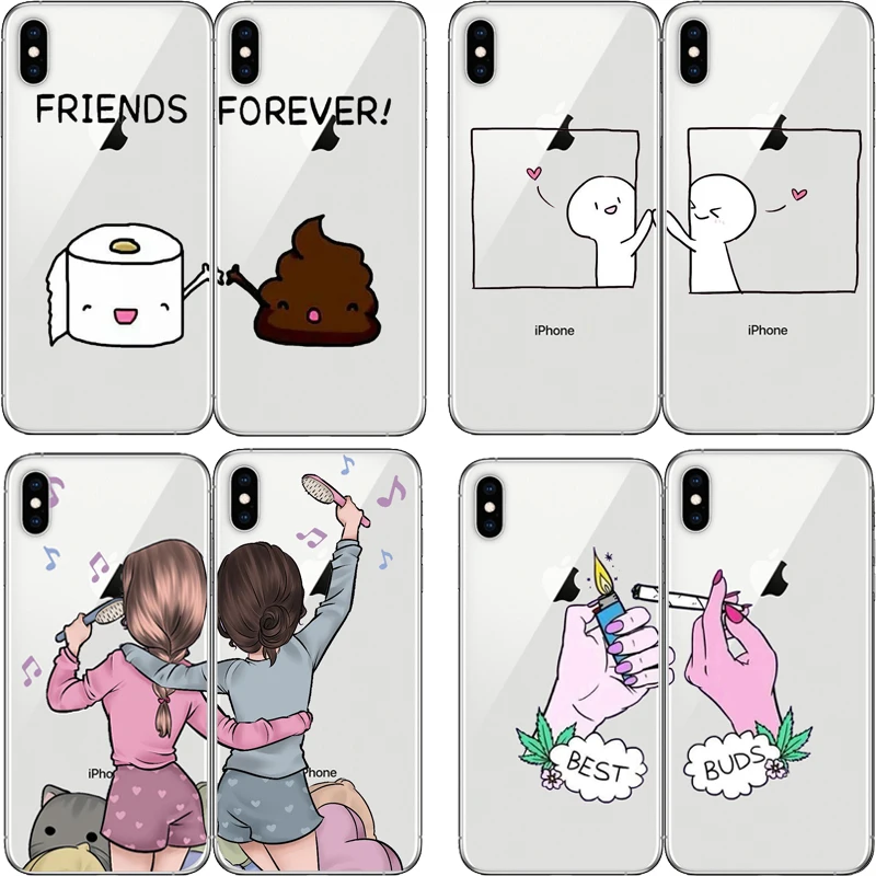 Силиконовый чехол для телефона Girls Bff Best Friends Forever мягкий прозрачный iphone 11 X XS MAX XR 6 6s