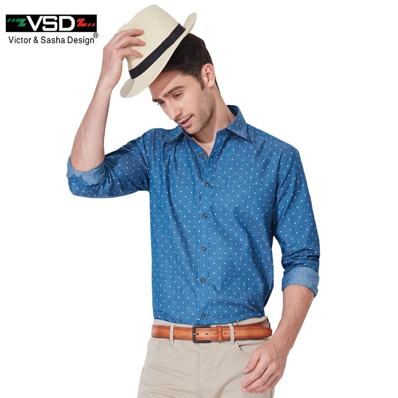 Рубашка VSD Мужская джинсовая с длинным рукавом Повседневная Свободная блуза из