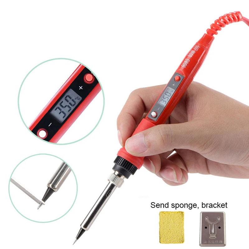 

3 in 1 80W Electric Soldering Iron Adjustable Temperature DIY Carved Tools Hot Pencil EU Plug LCD Display Welding Repair Tools