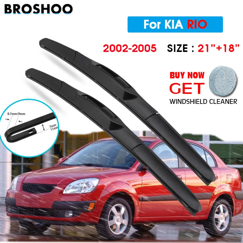 

Car Wiper Blade For KIA RIO 21"+18" 2002-2005 Atuo Windscreen Windshield Wipers Blades Window Wash Fit U Hook Arms