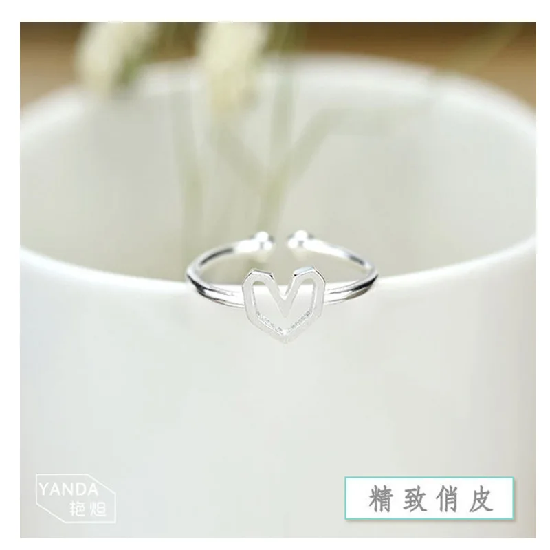 DIEERLAN Bijoux личность 925 пробы Серебряное сердце кольца для женщин Свадебные украшения регулируемый античный перстень Anillos
