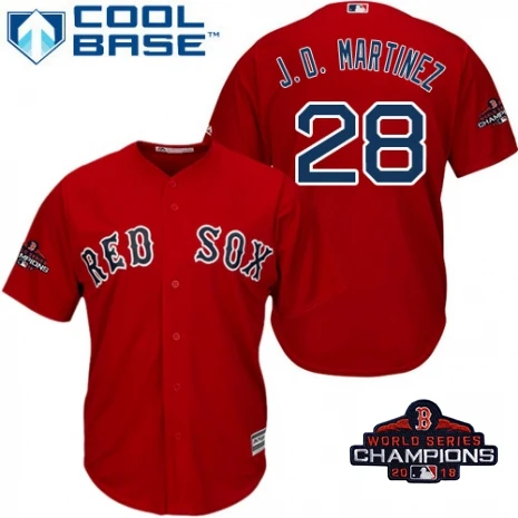 Молодежные Дети Boston J. D. Martinez Red Sox Scarlet команда чемпионов мира с логотипом игрока красные майки - Цвет: men
