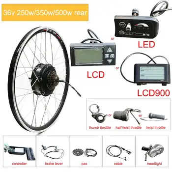 

36v 250w/350w/500w Rear Motor wheel Electric Bike Kit 20"26"700C Hub Motor Wheel E Bike Conversion Kit with LCD Display 35Km/h