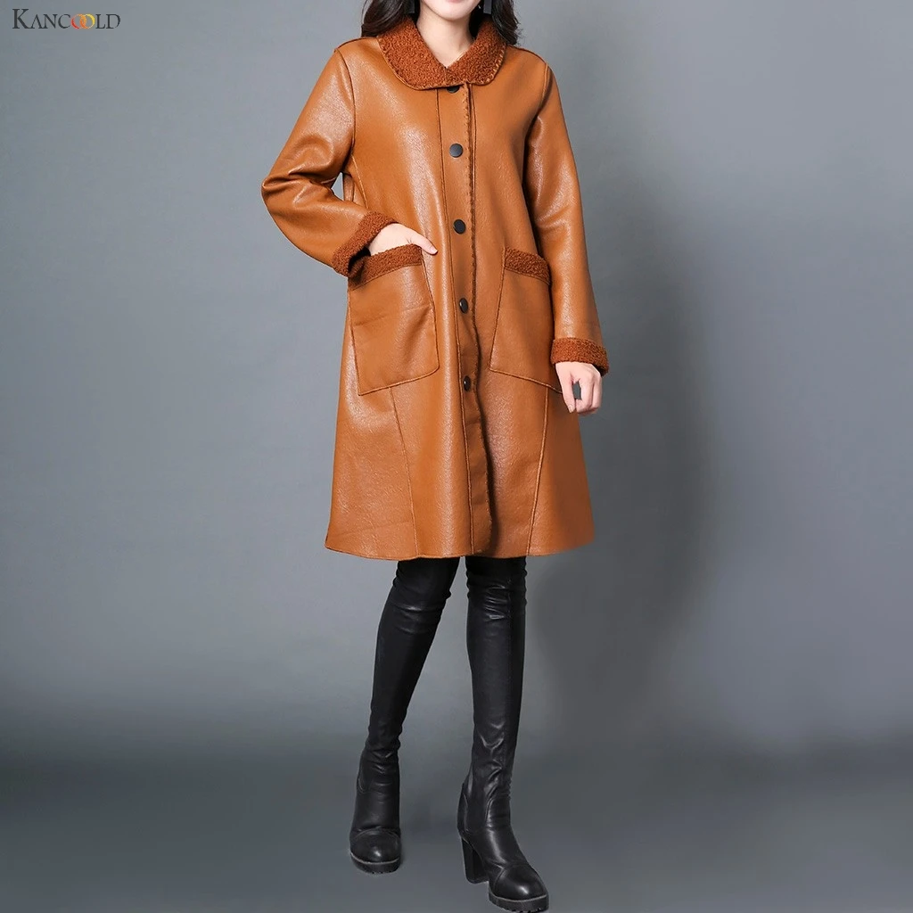 KANCOOLD пальто, женские осенне-зимние кожаные куртки средней длины, утолщенные повседневные Модные Новые пальто и куртки для женщин 2019Oct8