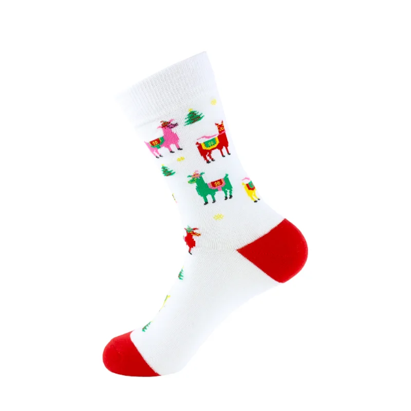 Рождественские носки для мужчин из хлопка на осень и зиму, новогодний Санта Клаус, Рождественская елка с изображением снежного лося, подарок на Рождество, мужские Носки с рисунком