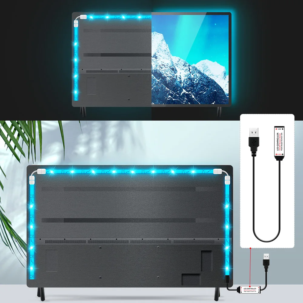 Цветная (RGB) ТВ светодиодный осветительные полосы Подсветка 5050SMD Цвет сменные для