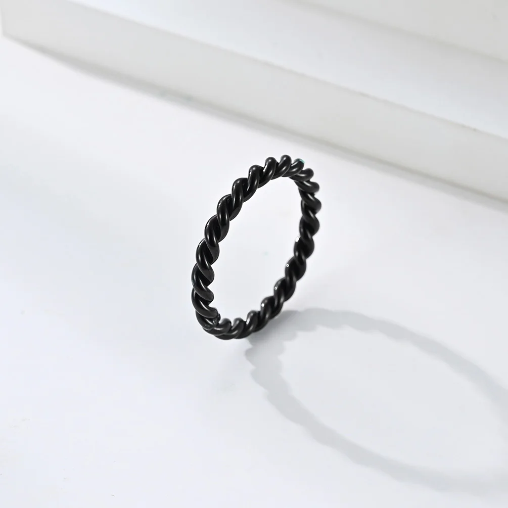 Black Rose Gold Stainless Steel Twisted Ring - Fashion Jewelry, US Sizes 7-12