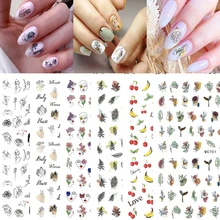 

10PCS 3D Abstract Characters Flowers Leaves Adhesive Nail Stickers Letter Nail Decoration Applique DIY Nail Art Supplies Slider