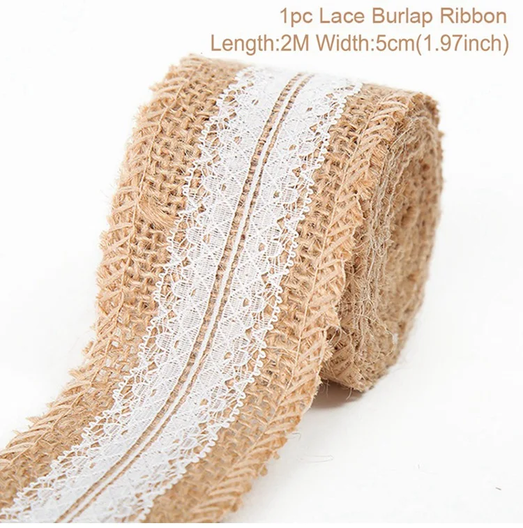 FENGRISE 2 м лента из натуральной джутовой мешковины деревенское свадебное украшение винтажный шпагат кружева джутовая веревка DIY Свадебные и вечерние принадлежности - Цвет: style 15