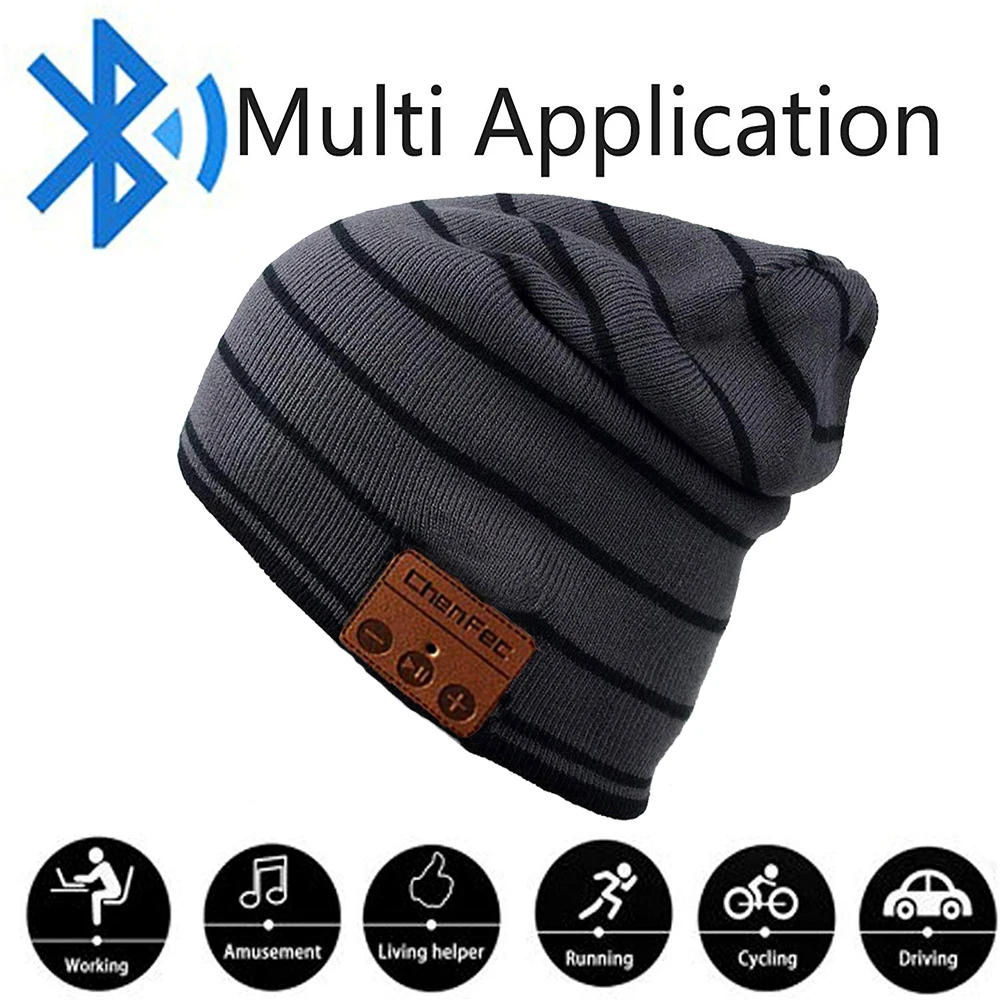 Унисекс Bluetooth 5,0 шапка бини спортивные наушники для бега зимняя вязаная шапка с 2 HD стерео динамиками и микрофоном