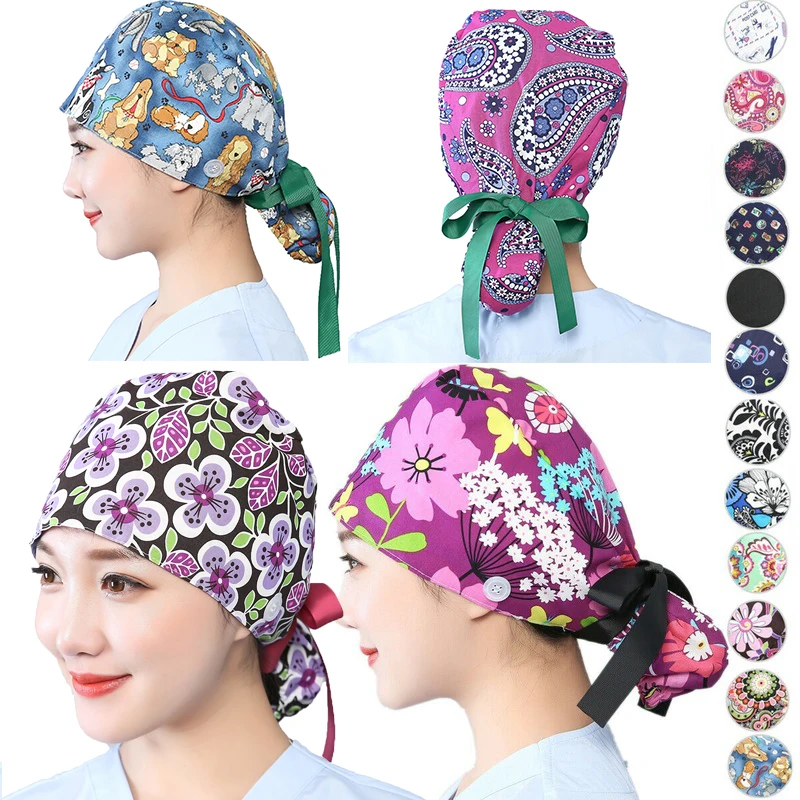 Adjustable Cotton Nursing Scrub Hat - Unisex Salon Cap For Medical, Chef, Beauty & Pet Grooming